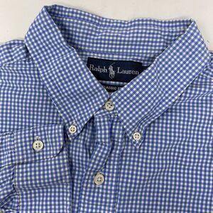 Ralph Lauren Men's XL Classic Fit Blue White Plaid Long Sleeve Button Down Shirt